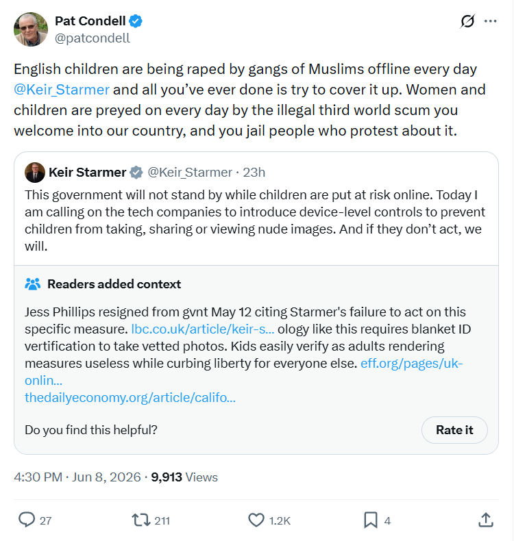 Pat Condell: English children are being raped by gangs of Muslims…
