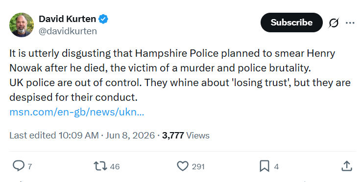 David Kurten: It is utterly disgusting that Hampshire Police…