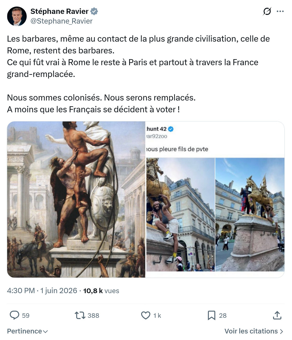 Stéphane Ravier: Les barbares, même au contact…