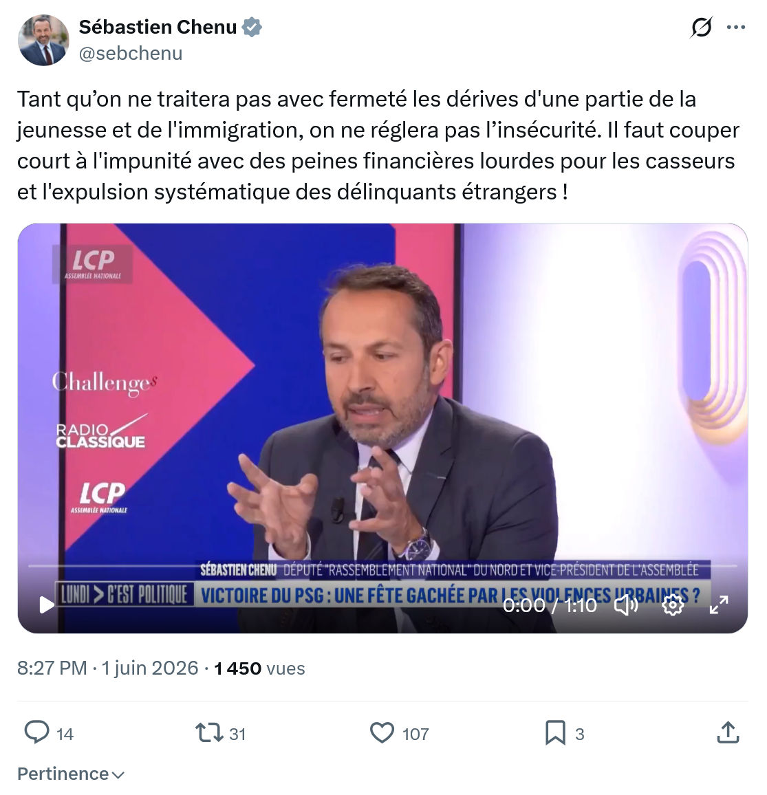 Sébastien Chenu: Tant qu’on ne traitera pas avec fermeté…