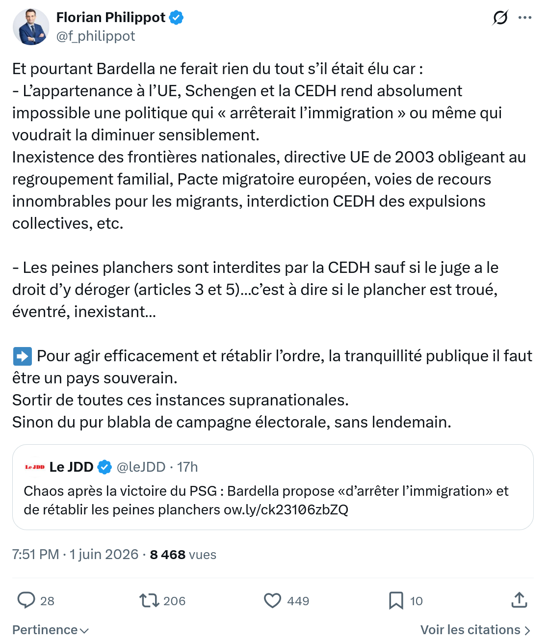 Florian Philippot: Et pourtant Bardella ne ferait…