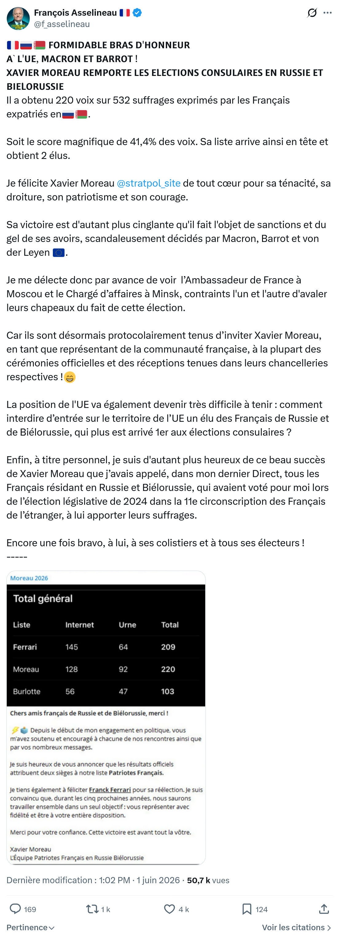 Francois Asselineau: 𝗙𝗢𝗥𝗠𝗜𝗗𝗔𝗕𝗟𝗘 𝗕𝗥𝗔𝗦 𝗗'𝗛𝗢𝗡𝗡𝗘𝗨𝗥  𝗔̀  𝗟'𝗨𝗘…