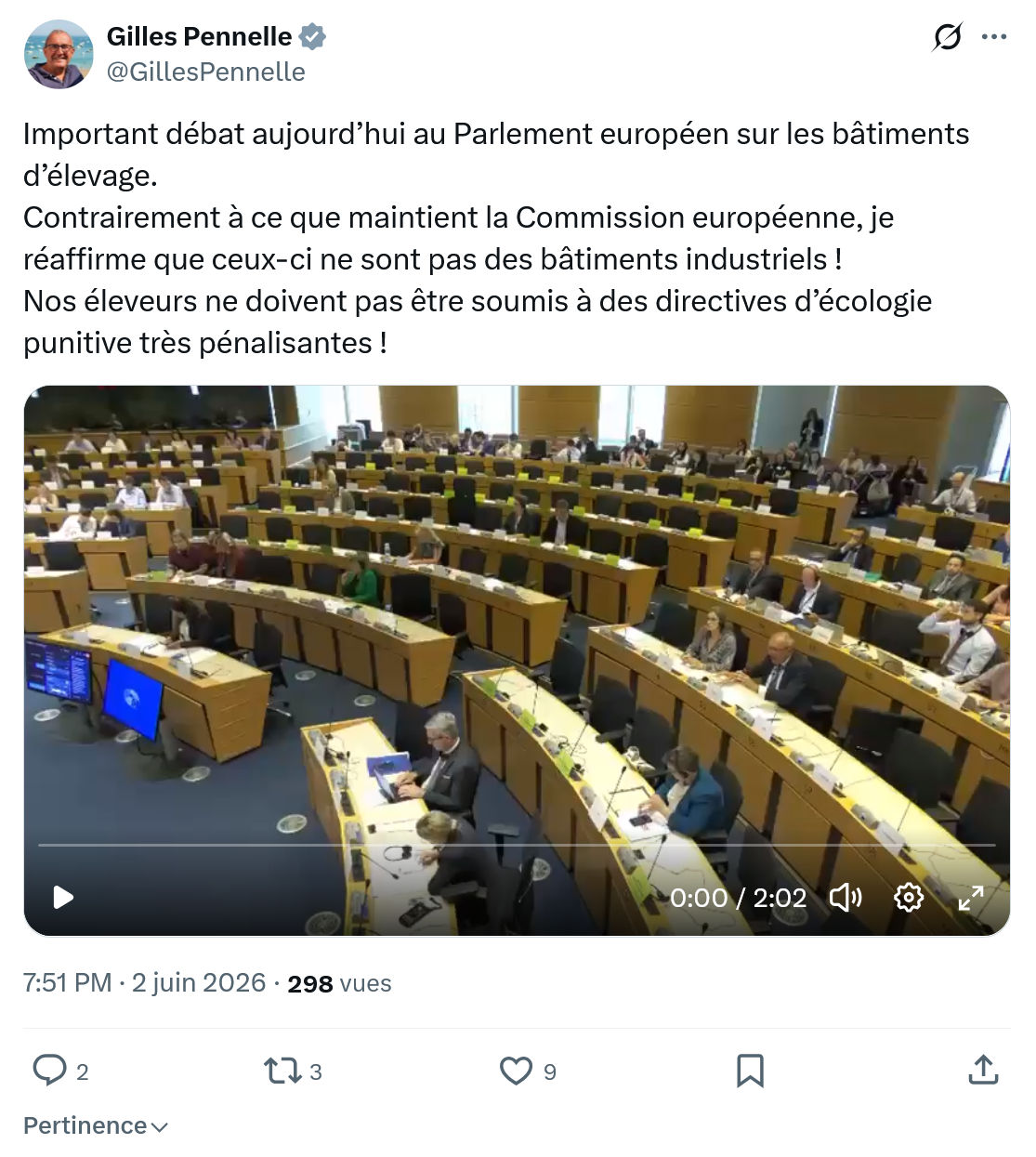 Gilles Pennelle: Important débat aujourd’hui au Parlement…