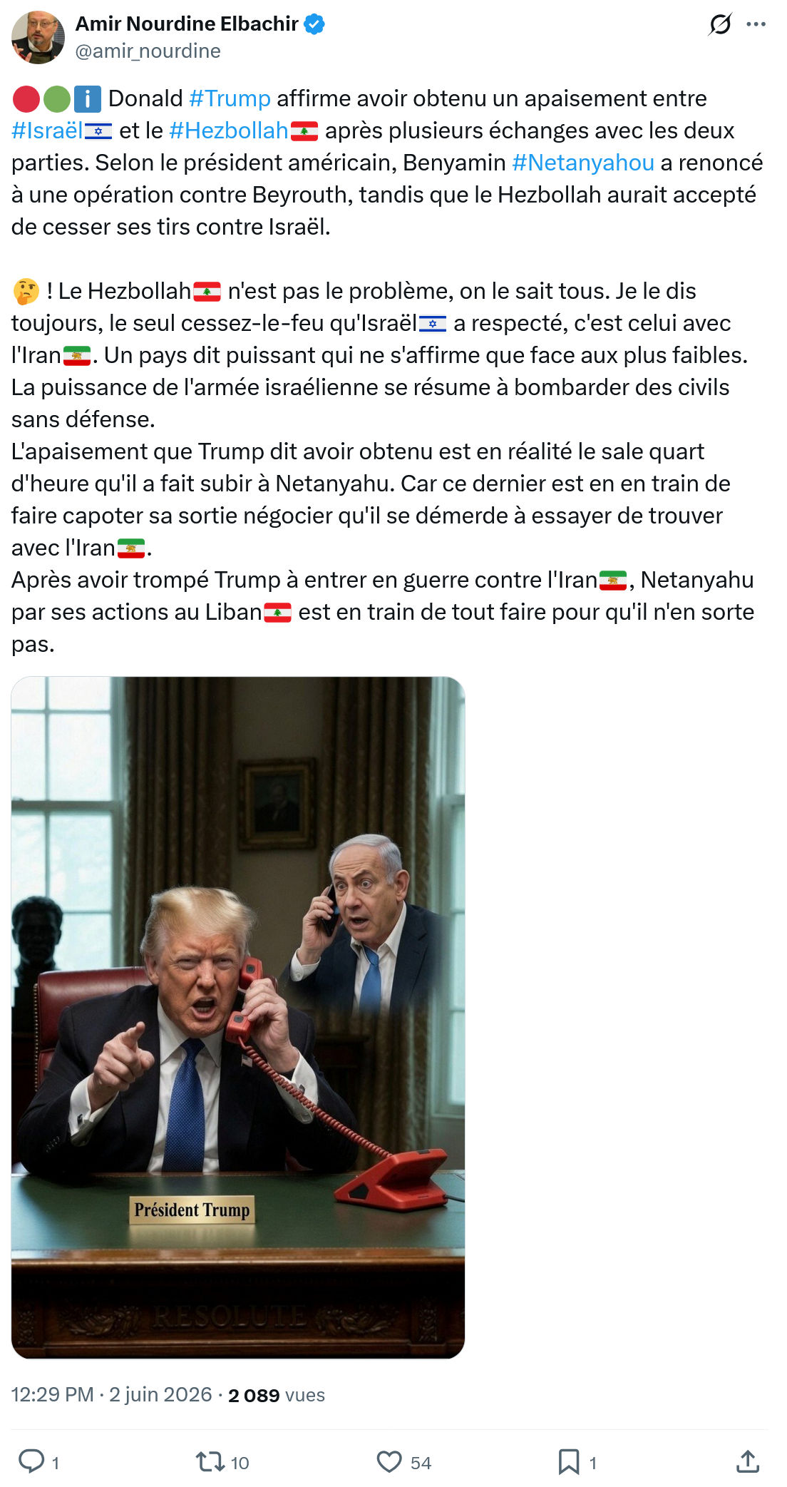 Amir Nourdine Elbachir: Donald #Trump affirme avoir obtenu un apaisement…