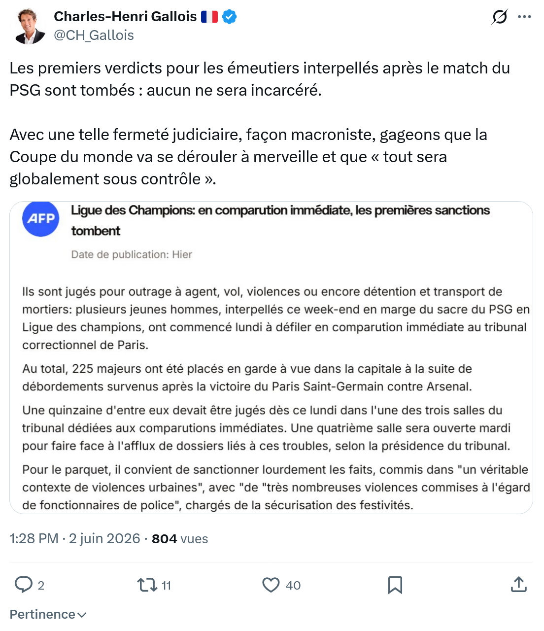 Charles-Henri Gallois: Les premiers verdicts pour les émeutiers…