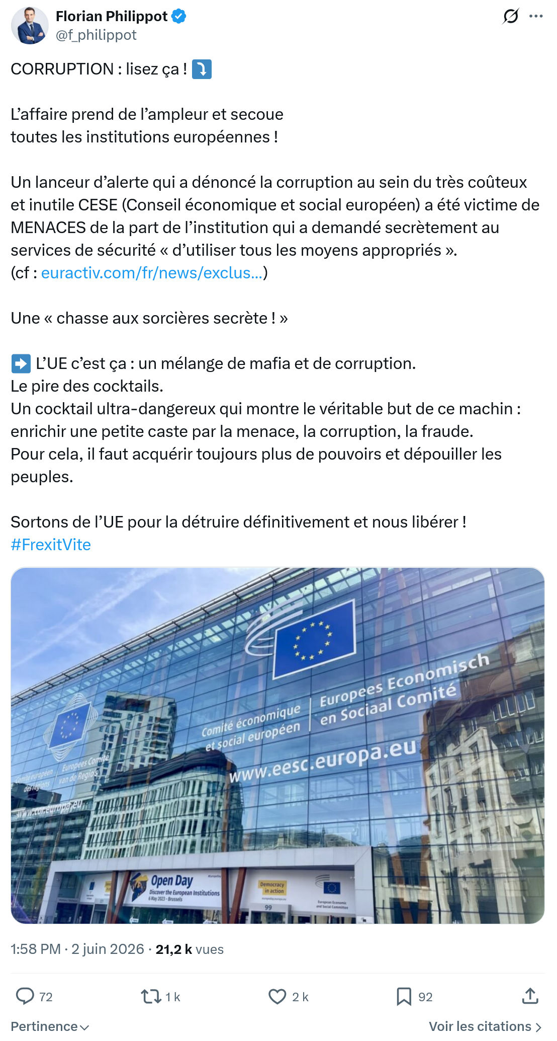 Florian Philippot: CORRUPTION : lisez ça !…