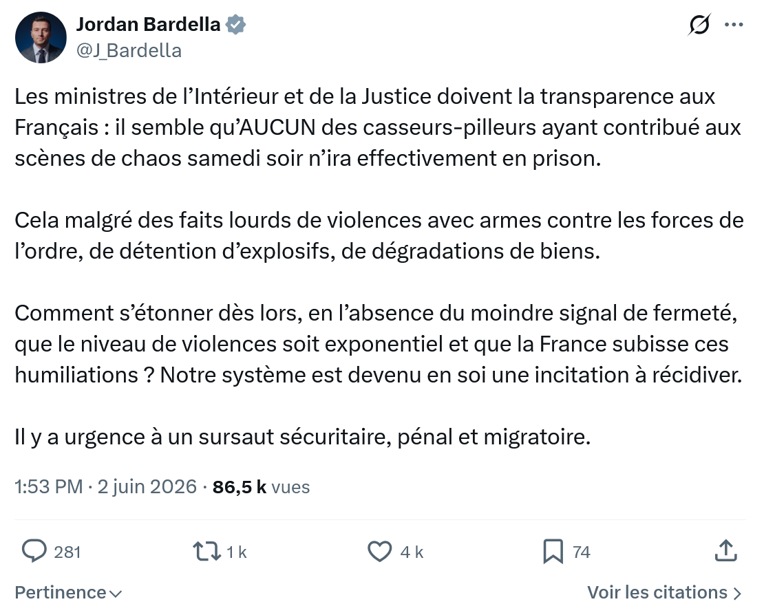 Jordan Bardella: Les ministres de l’Intérieur…
