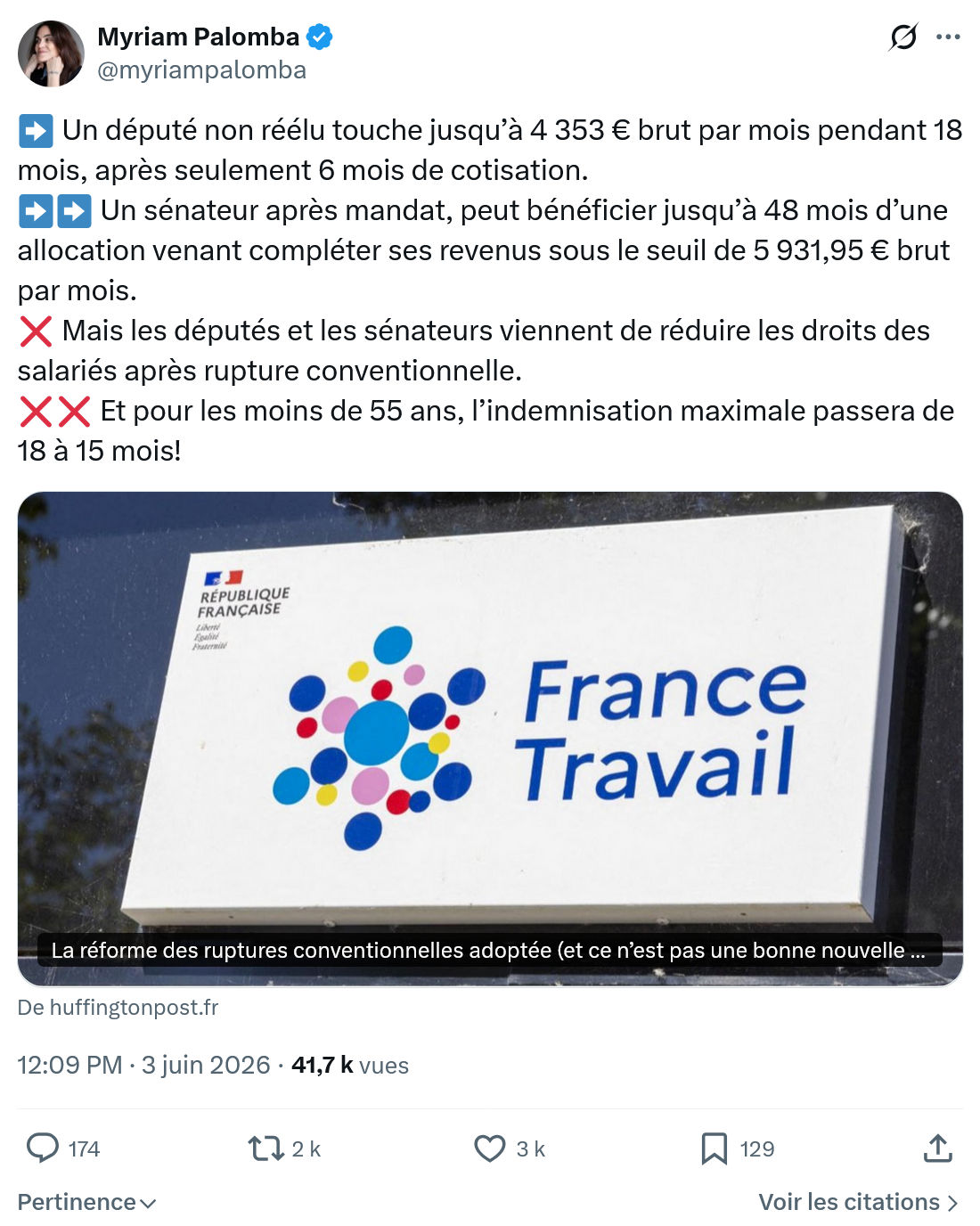 Myriam Palomba: Un député non réélu touche…
