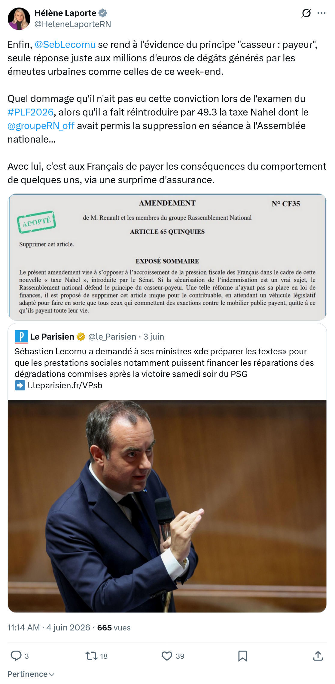 Hélène Laporte: Enfin, @SebLecornu  se rend à l'évidence…