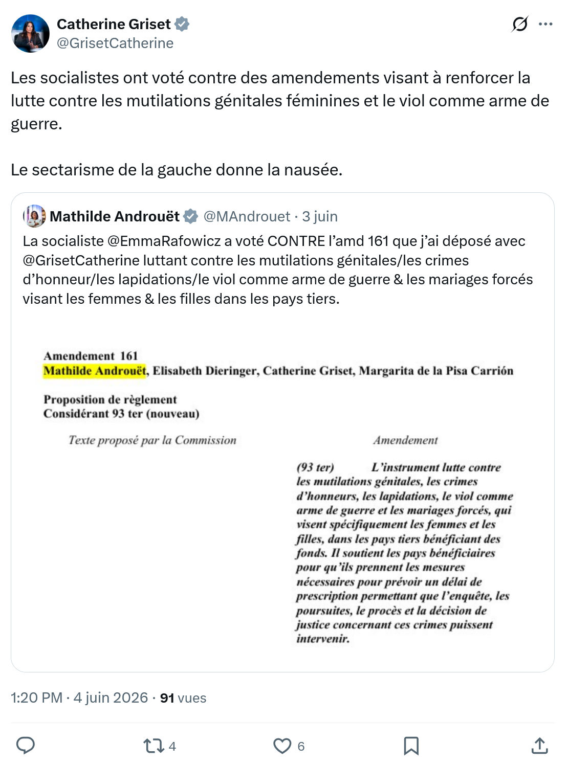 Catherine Griset: Les socialistes ont voté contre…