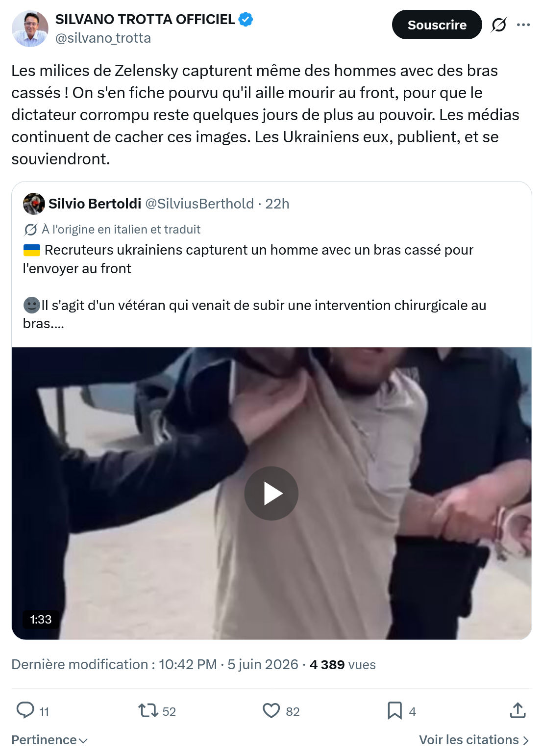 Silvano Trotta: Les milices de Zelensky capturent même…