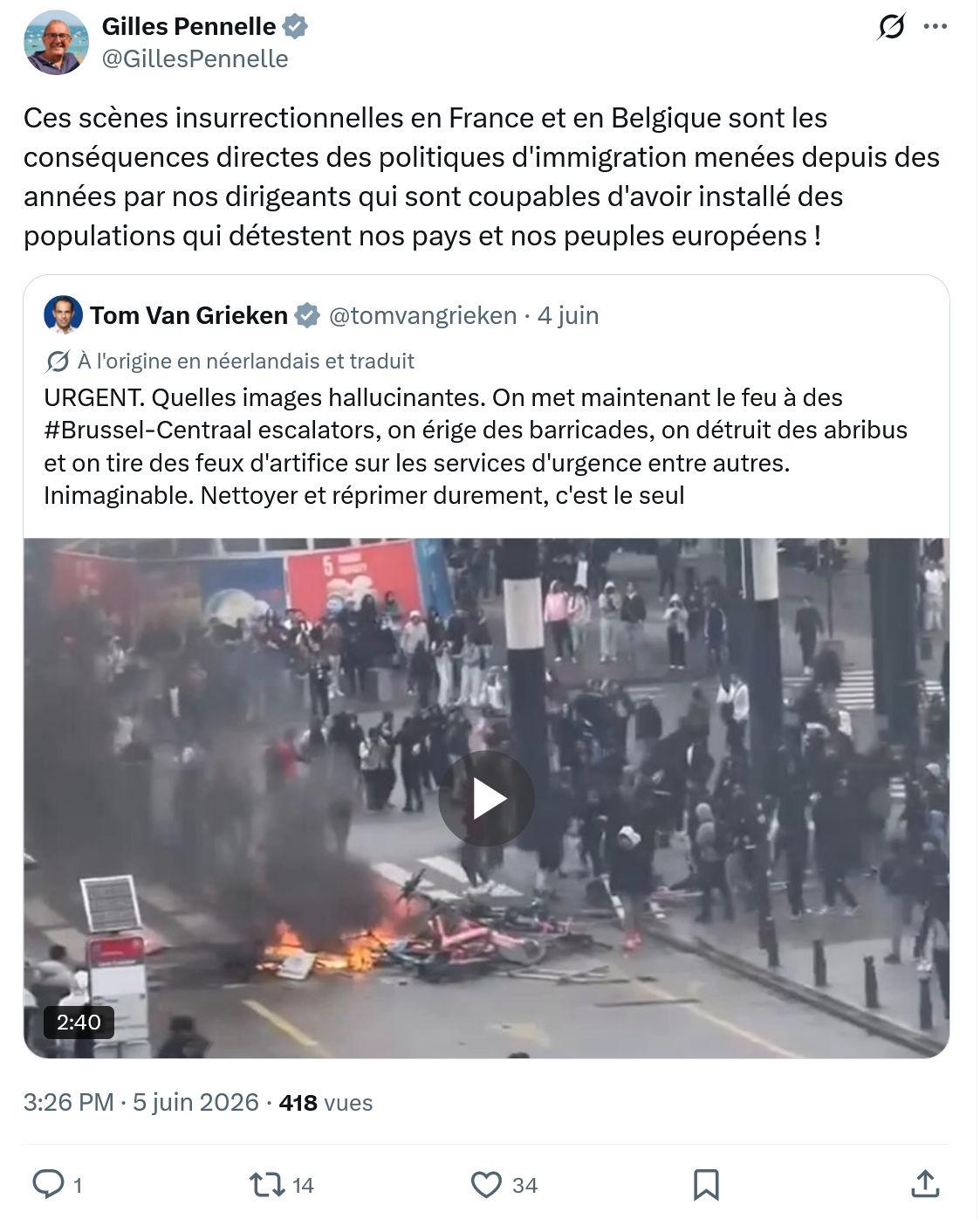 Gilles Pennelle: Ces scènes insurrectionnelles en France…