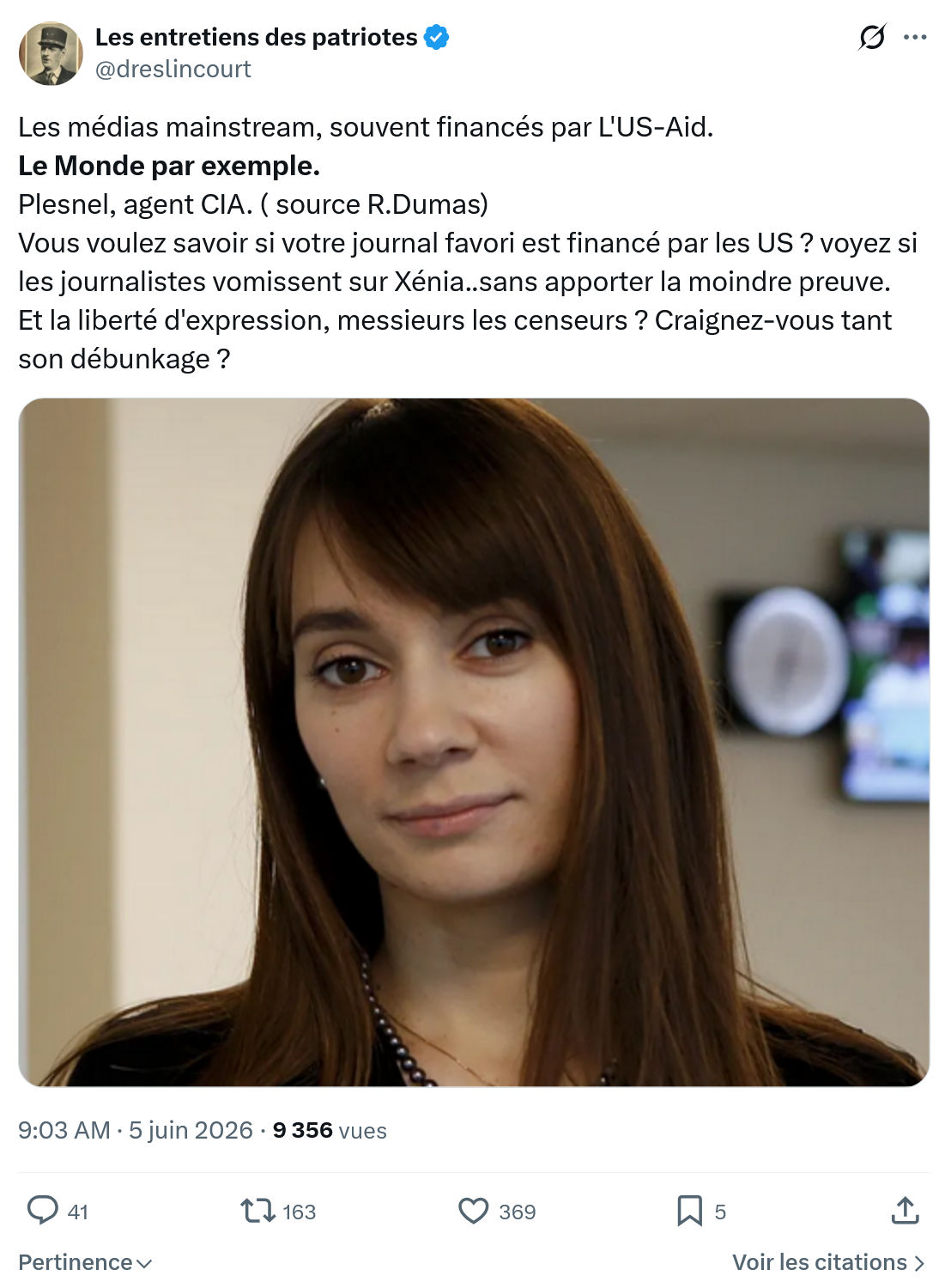 Marquis de Dreslincourt: Les médias mainstream…