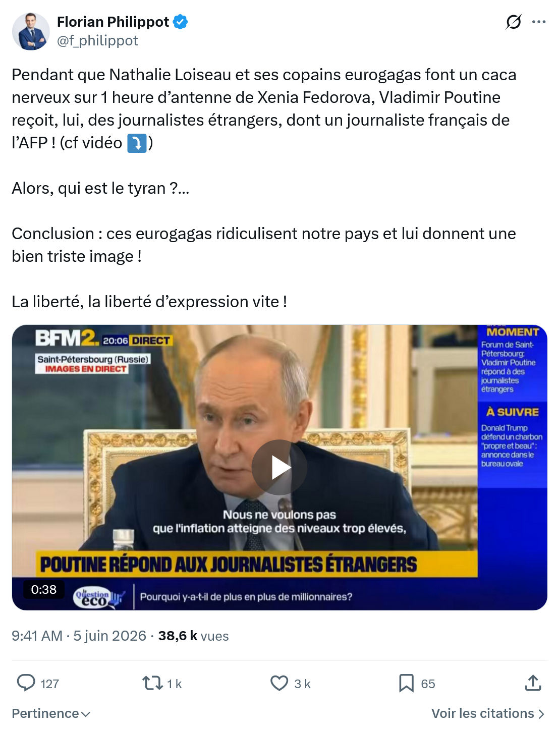 Florian Philippot: Pendant que Nathalie Loiseau…