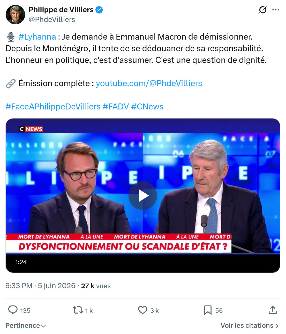 Philippe de Villiers: #Lyhanna…