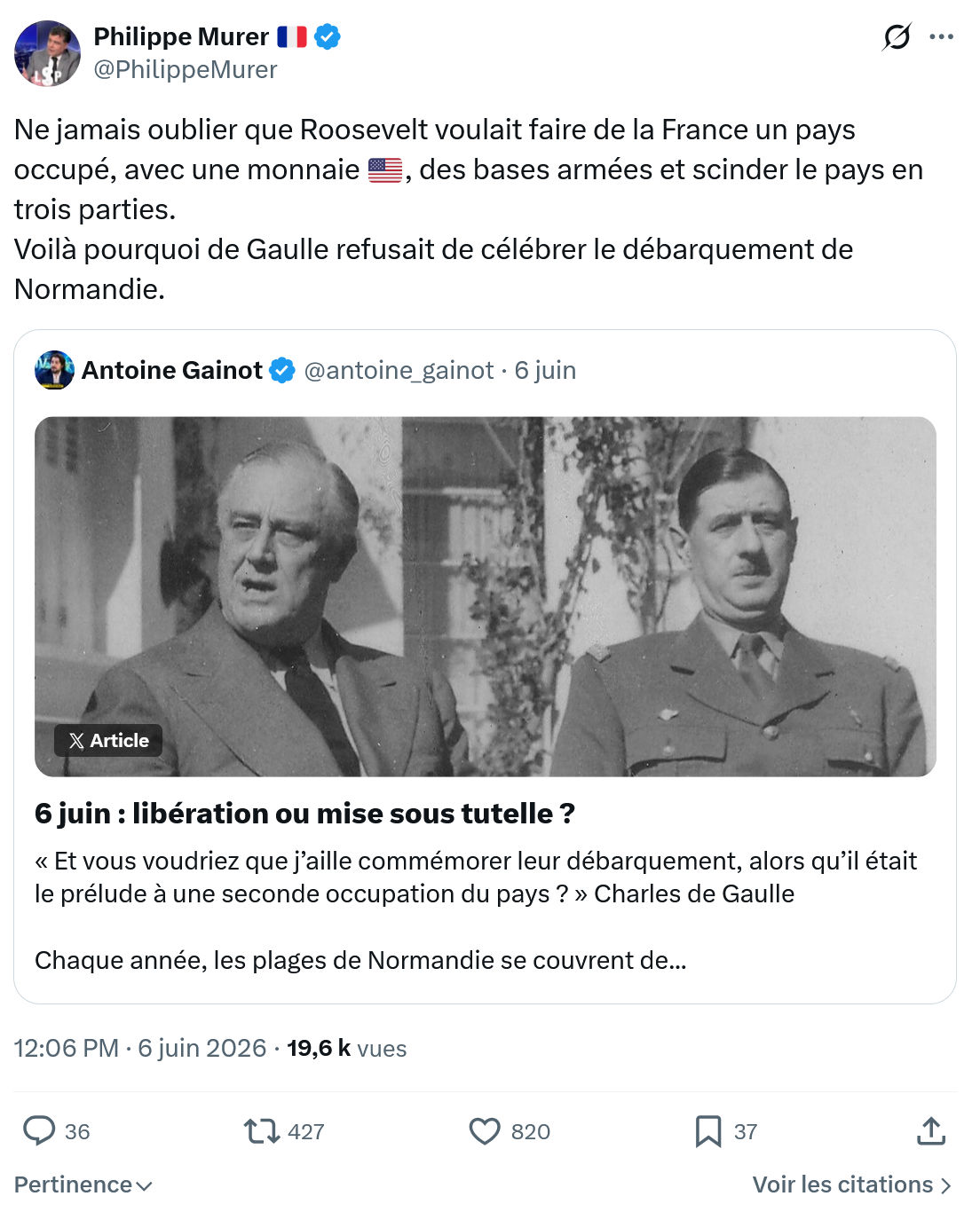 Philippe Murer: Ne jamais oublier que Roosevelt…