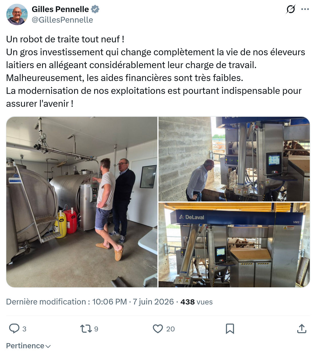 Gilles Pennelle: Un robot de traite tout neuf !…