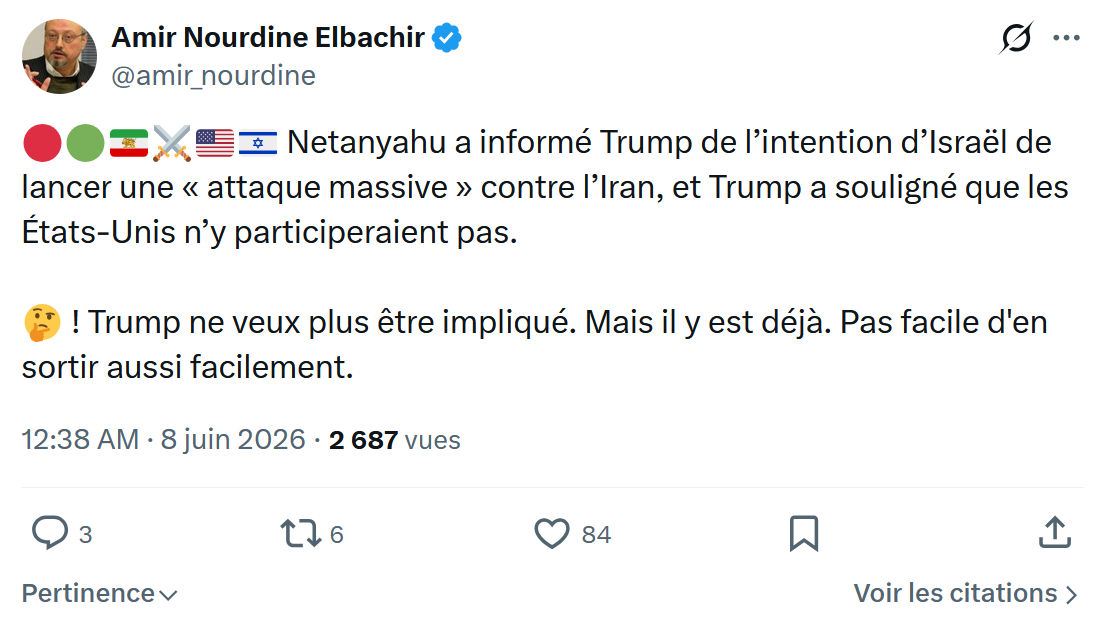 Amir Nourdine Elbachir: Netanyahu a informé Trump…