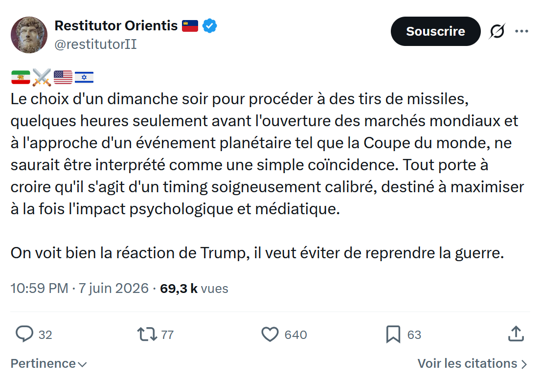 Restitutor Orientis: Le choix d'un dimanche…