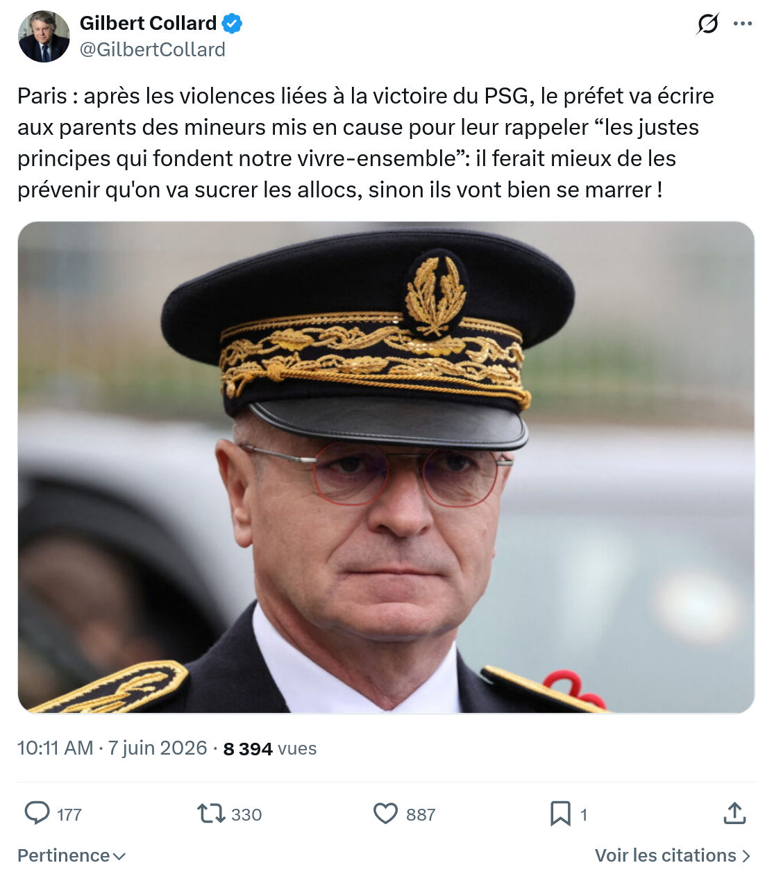Gilbert Collard: Paris : après les violences liées…