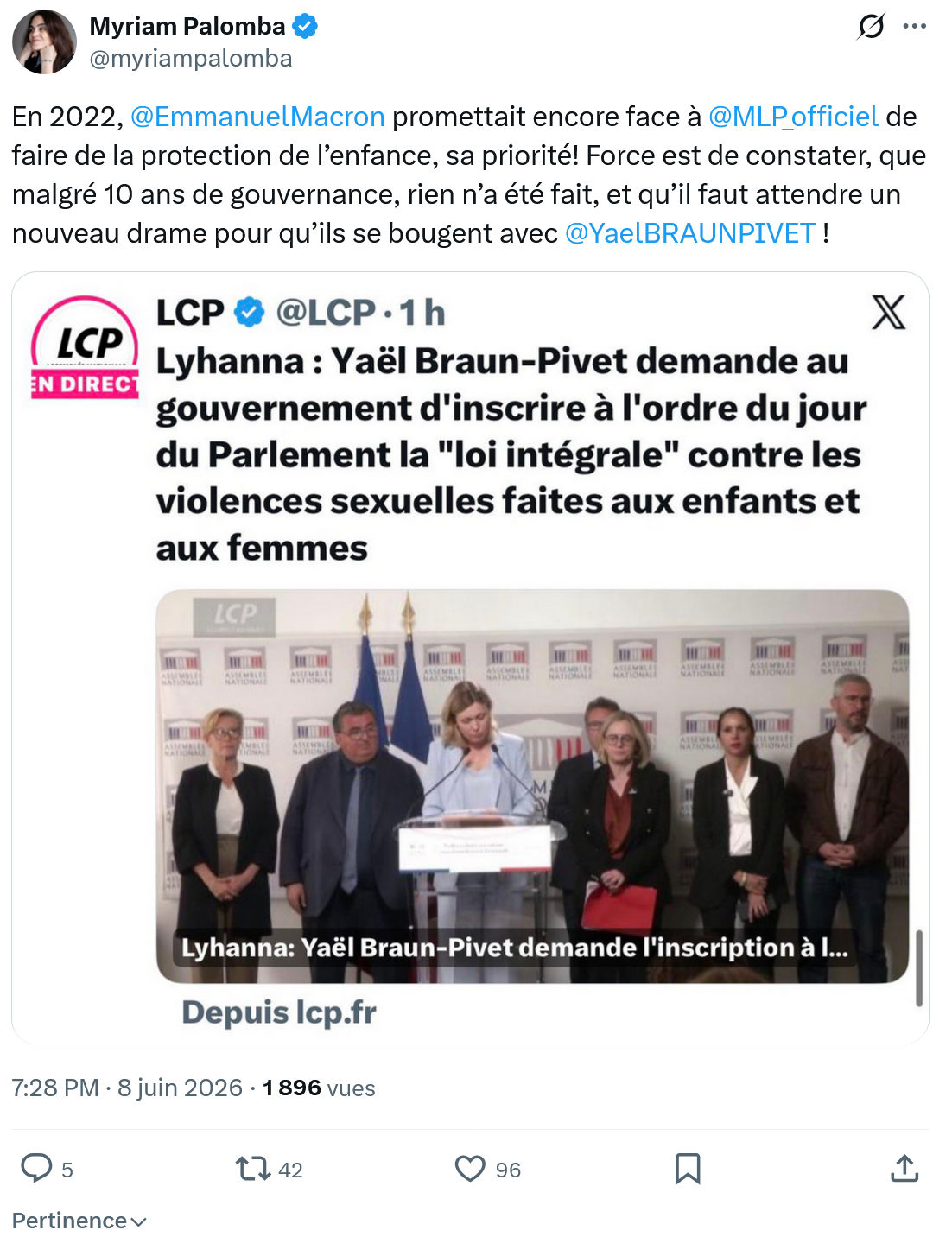 Myriam Palomba: En 2022, @EmmanuelMacron…