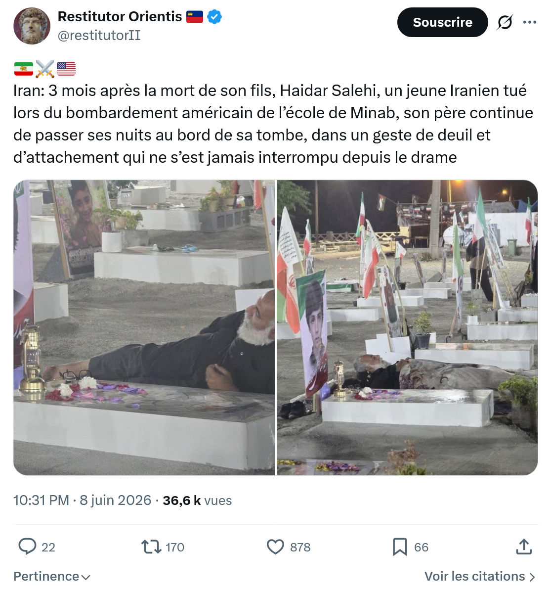 Restitutor Orientis: Iran: 3 mois après la mort de son fils…