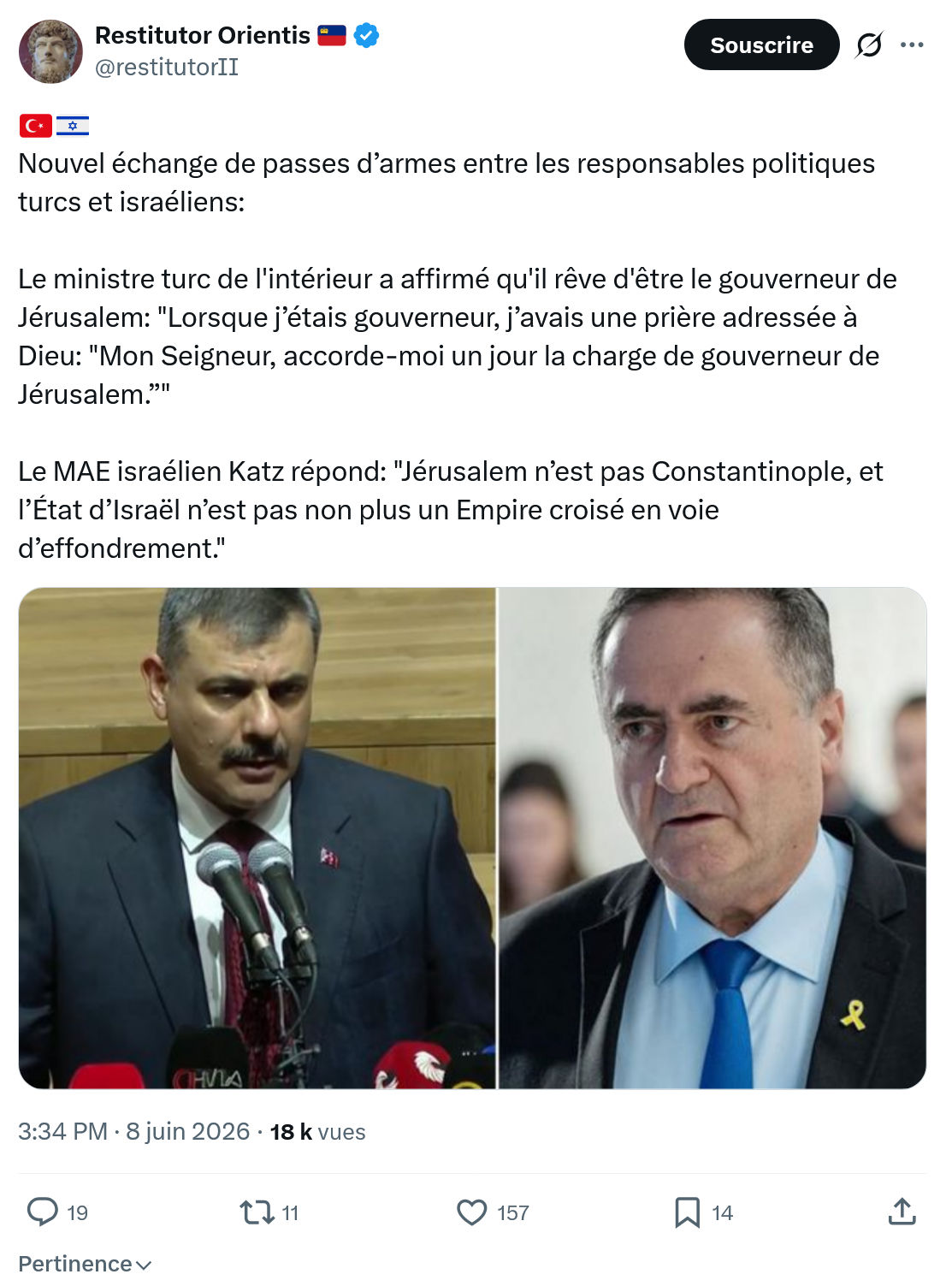 Restitutor Orientis: Nouvel échange de passes d’armes…