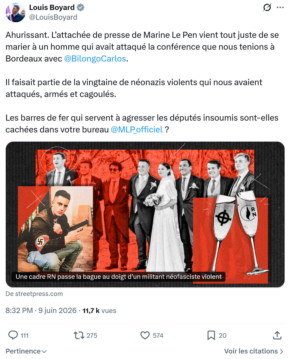 Louis Boyard: Ahurissant. L’attachée de presse de Marine Le Pen…