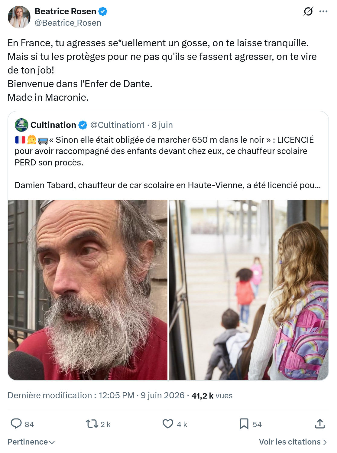Béatrice Rosen: En France, tu agresses…