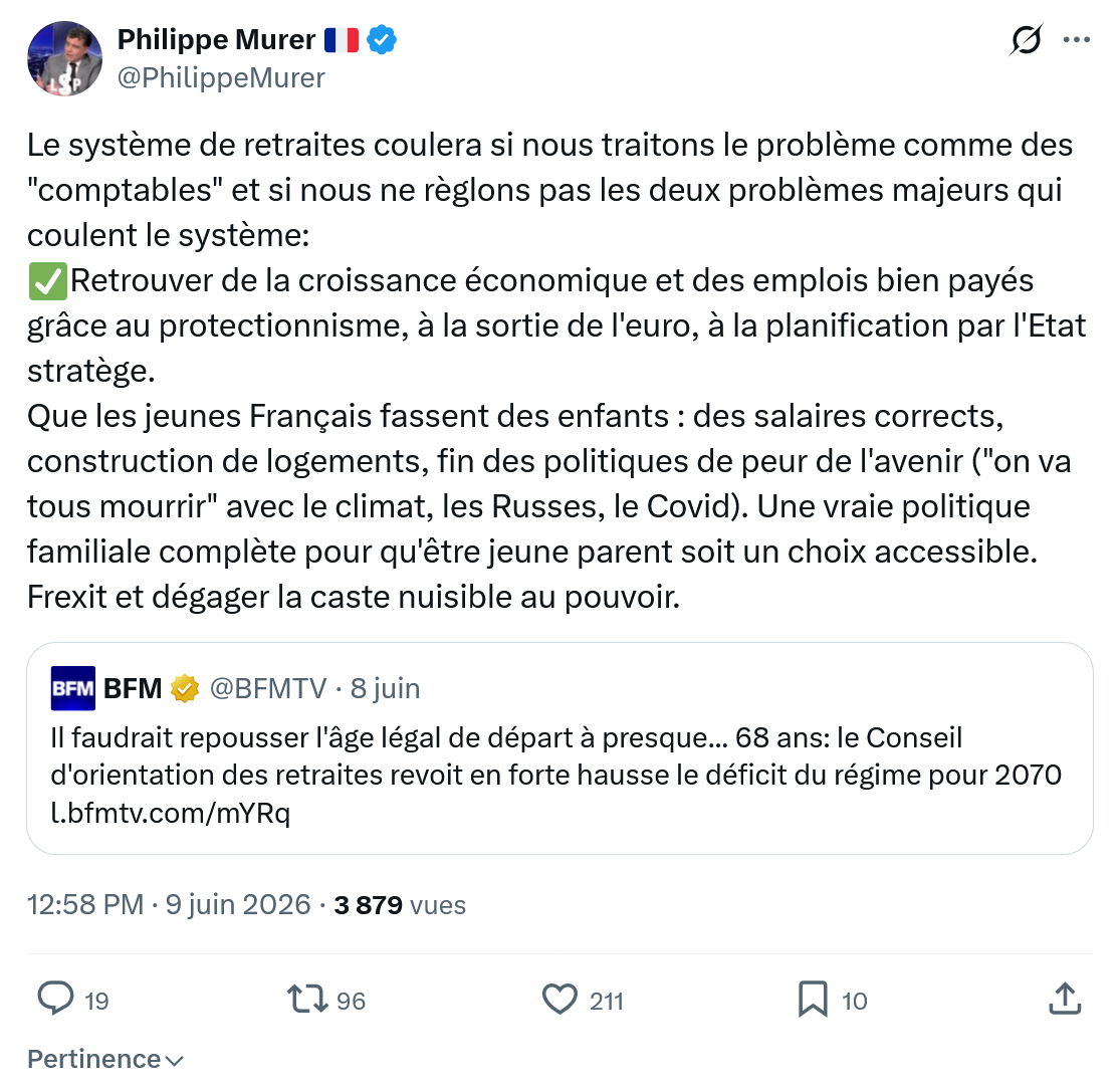 Philippe Murer: Le système de retraites coulera…