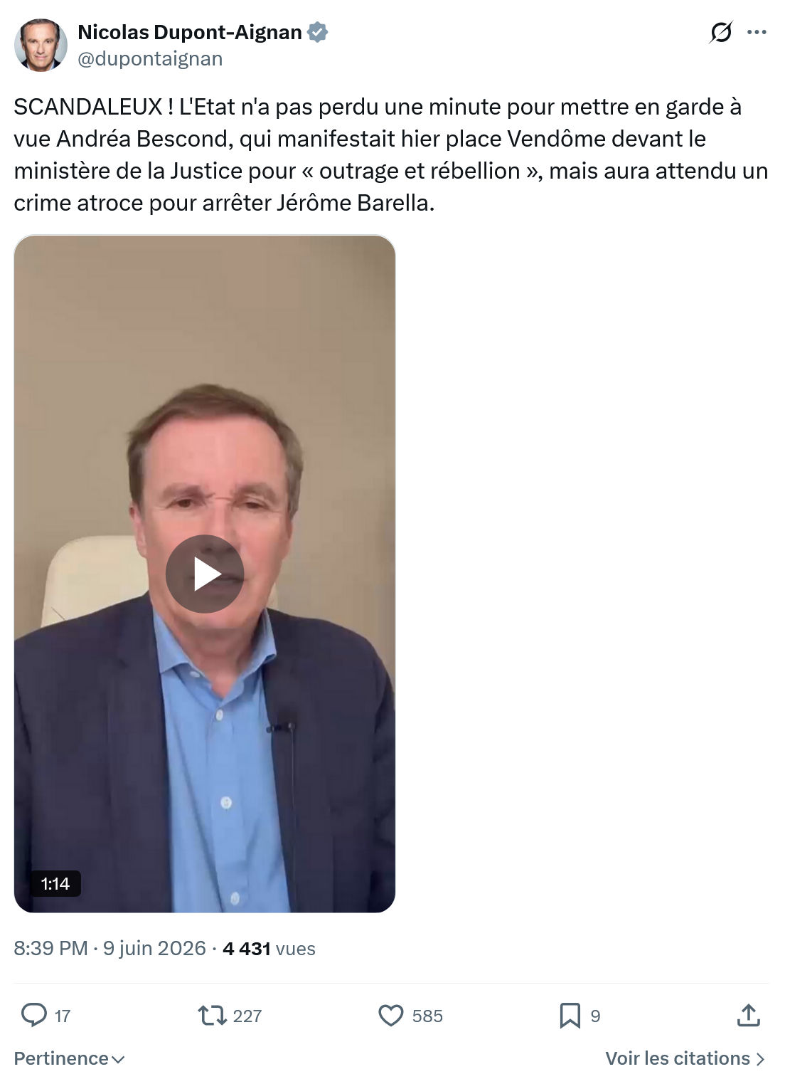 Nicolas Dupont-Aignan: SCANDALEUX !…
