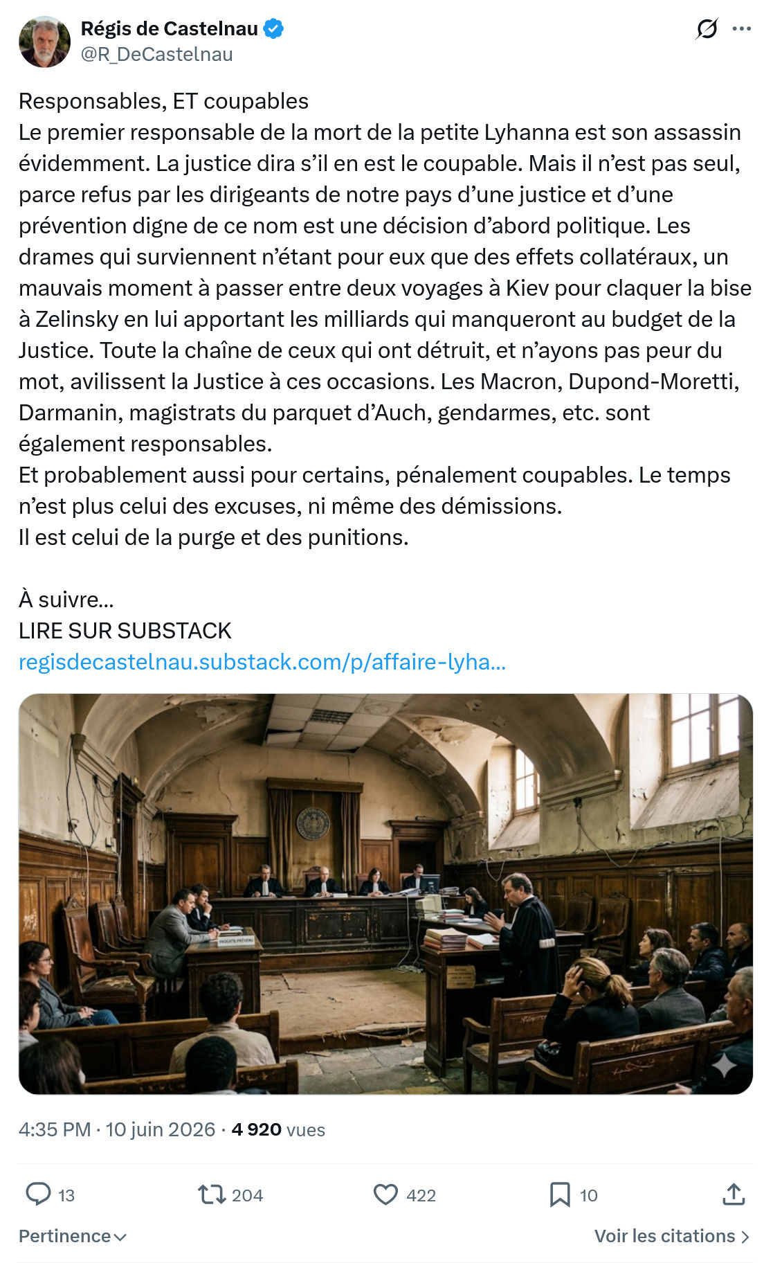 Régis de Castelnau: Responsables, ET coupables…