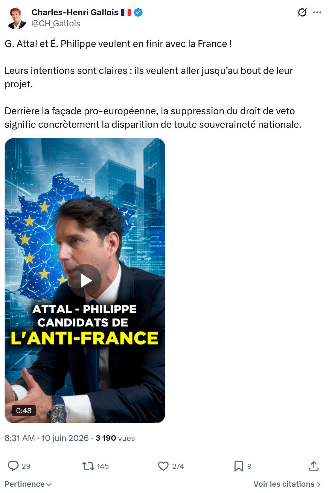 Charles-Henri Gallois: G. Attal et É. Philippe veulent…