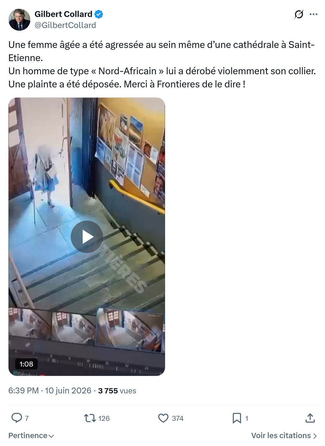 Gilbert Collard: Une femme âgée a été agressée…