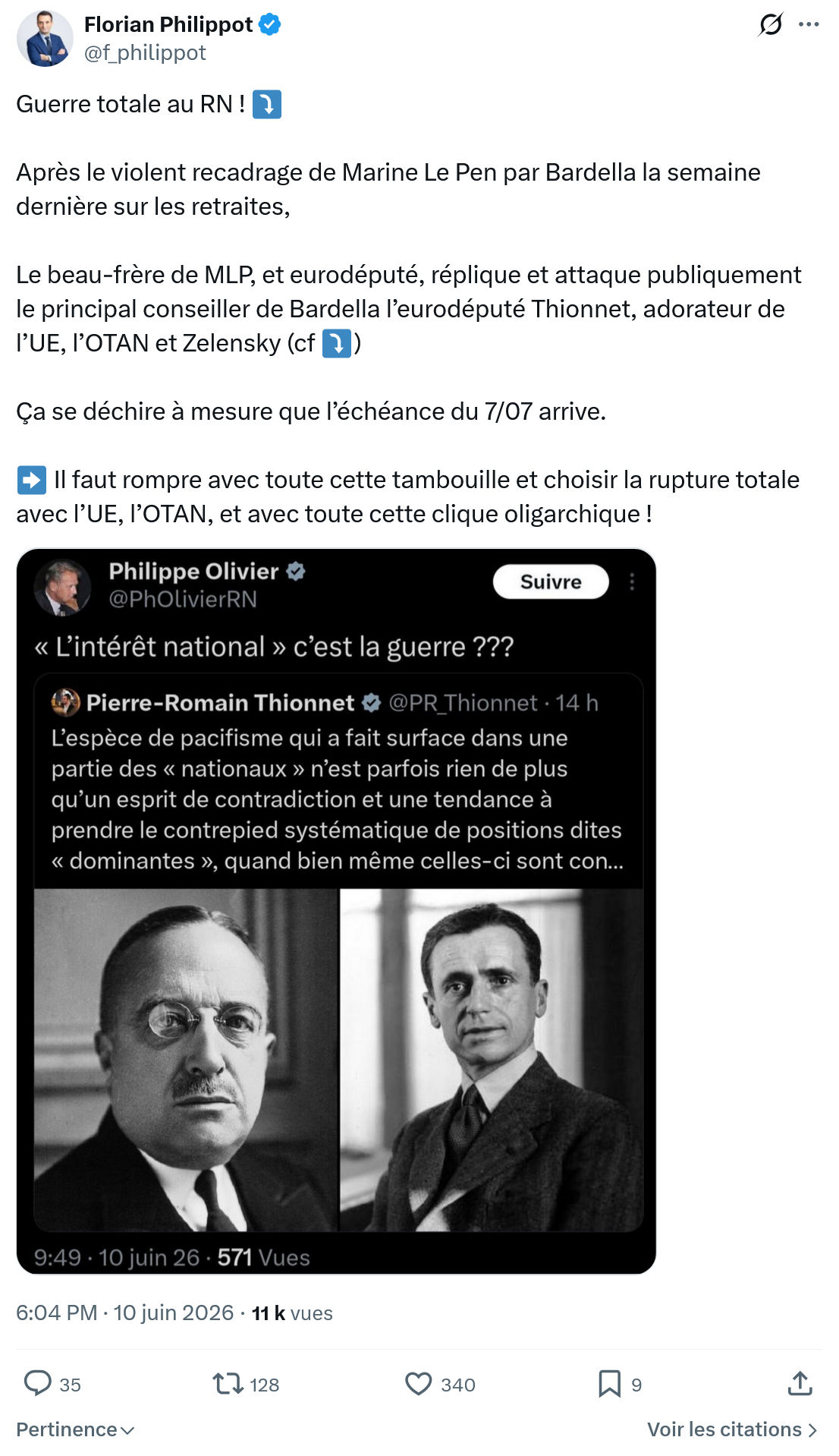 Florian Philippot: Guerre totale au RN !…