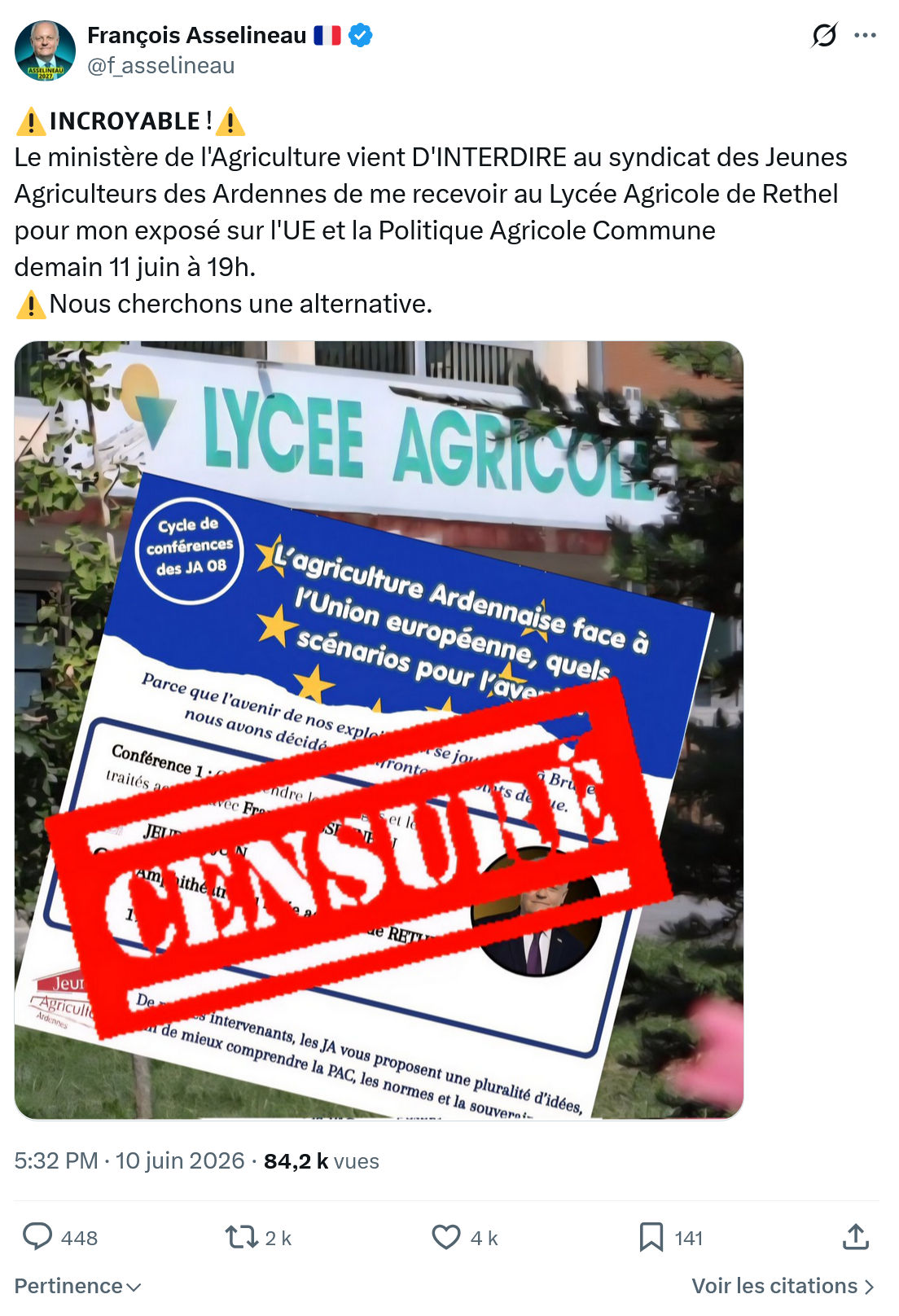 Francois Asselineau: 𝗜𝗡𝗖𝗥𝗢𝗬𝗔𝗕𝗟𝗘…