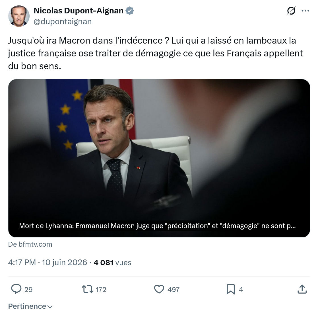 Nicolas Dupont-Aignan: Jusqu'où ira Macron dans l'indécence ?…
