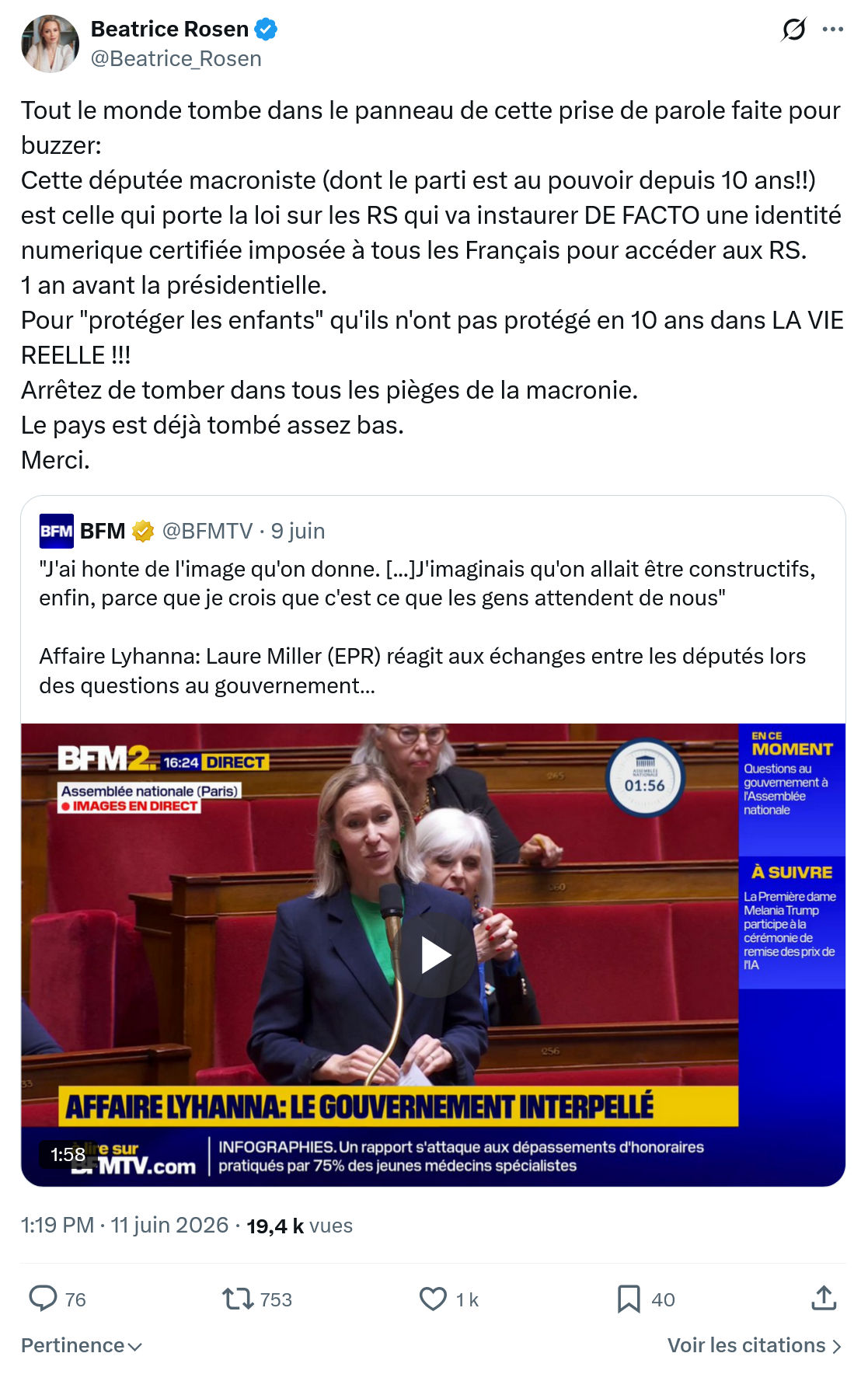 Béatrice Rosen: Tout le monde tombe dans le panneau…