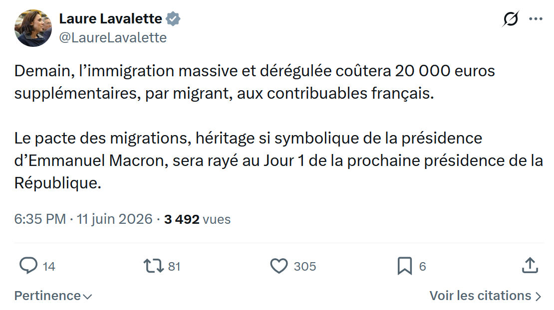 Laure Lavalette: Demain, l’immigration massive et dérégulée…