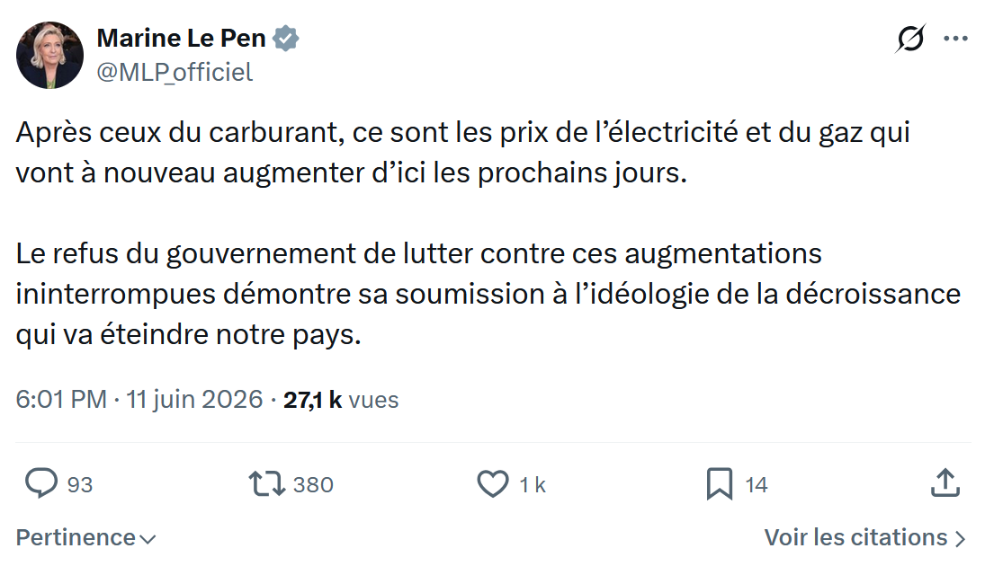 Marine Le Pen: Après ceux du carburant…