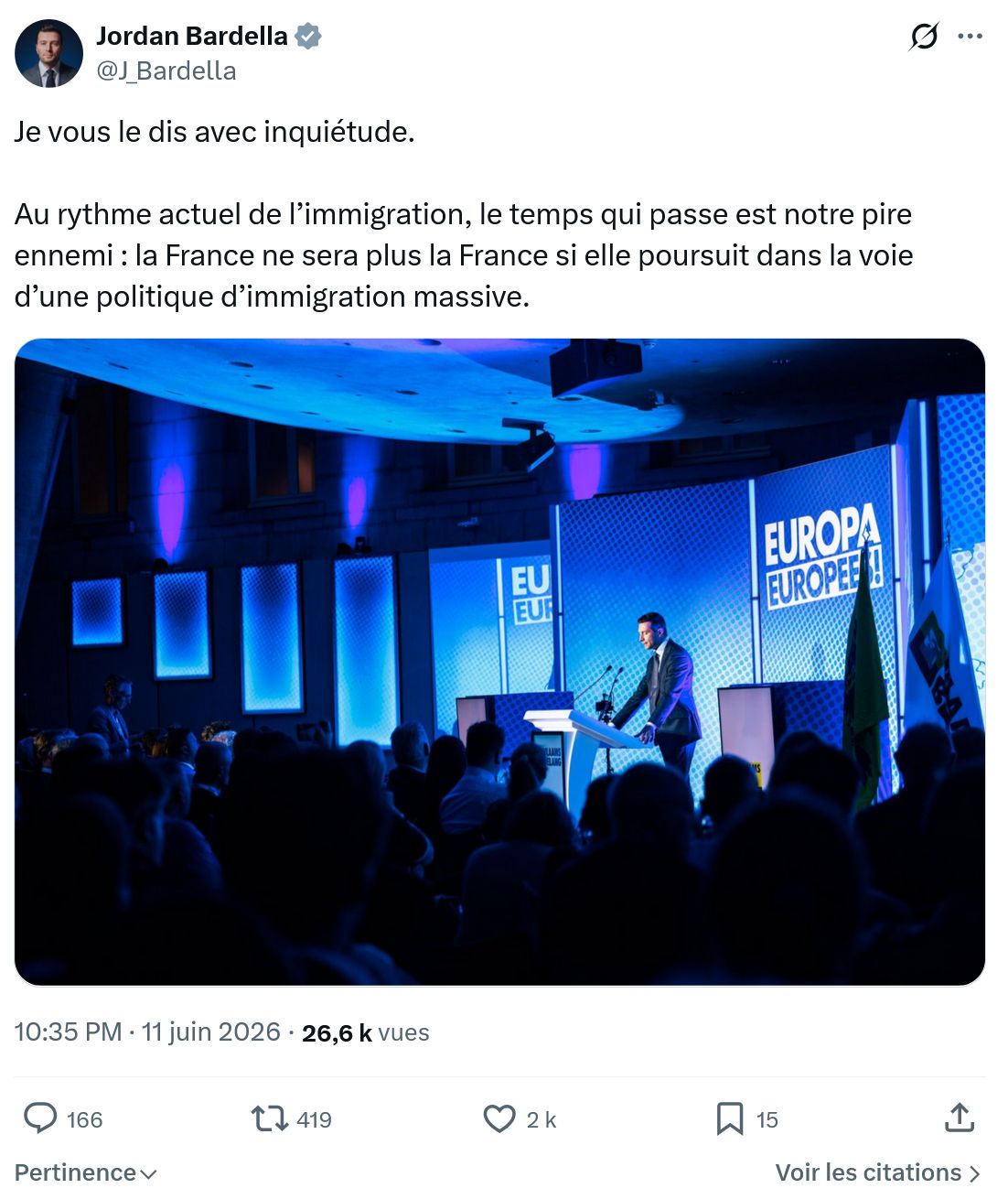 Jordan Bardella: Je vous le dis avec inquiétude…
