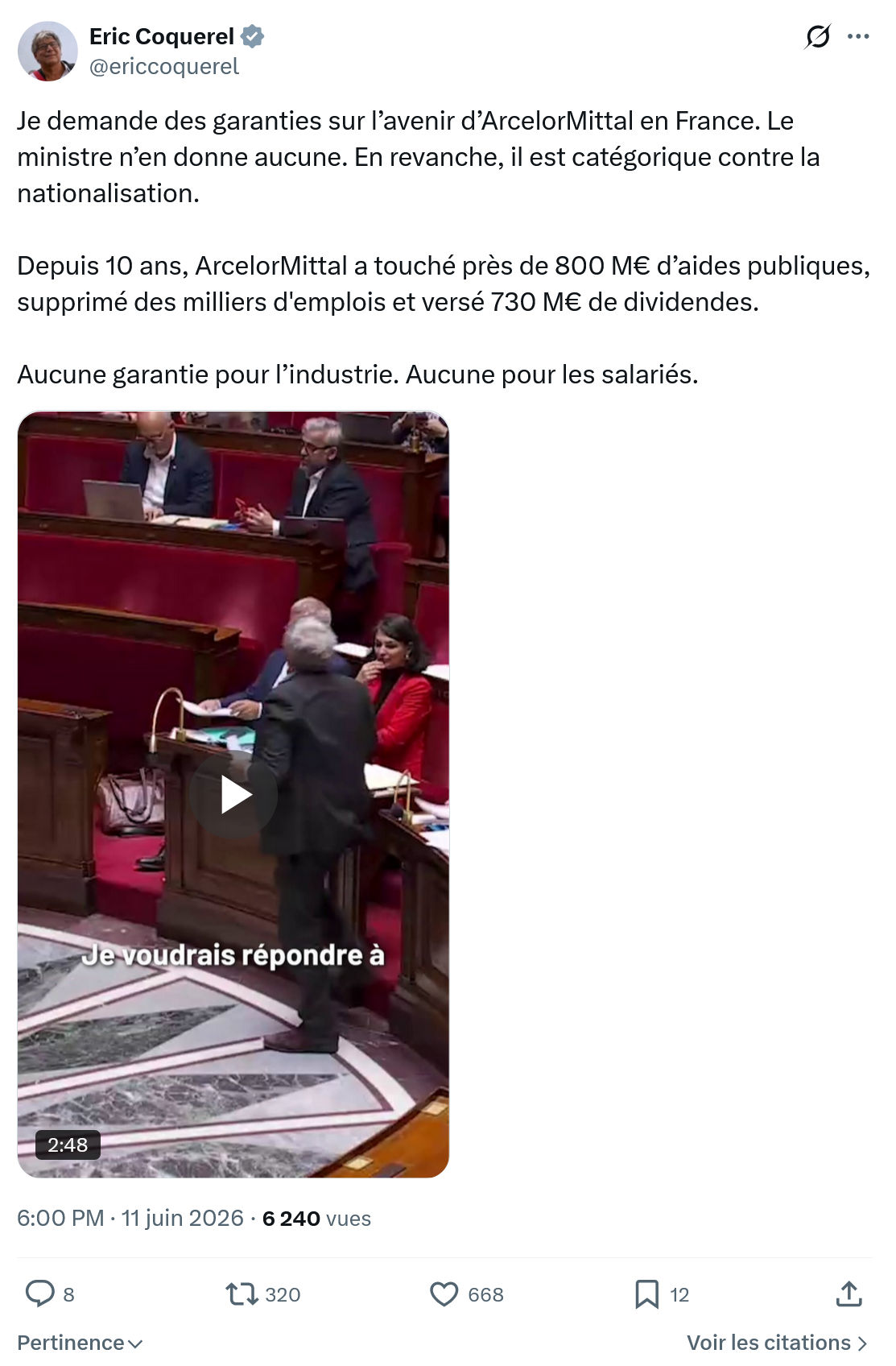 Eric Coquerel: Je demande des garanties…