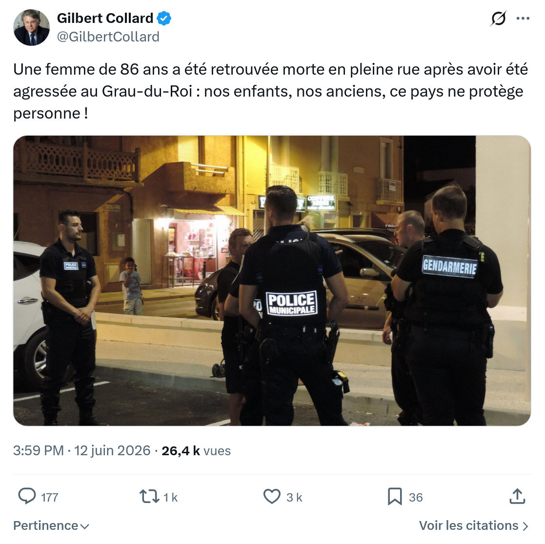 Gilbert Collard: Une femme de 86 ans a été retrouvée…