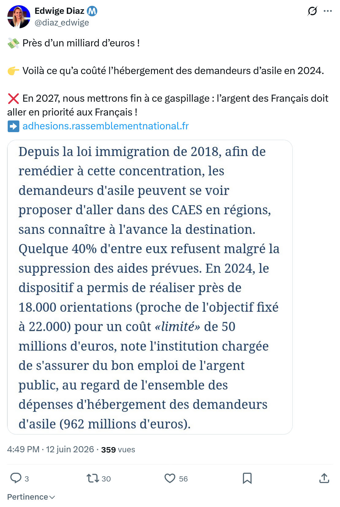Edwige Diaz: Près d’un milliard d’euros !…