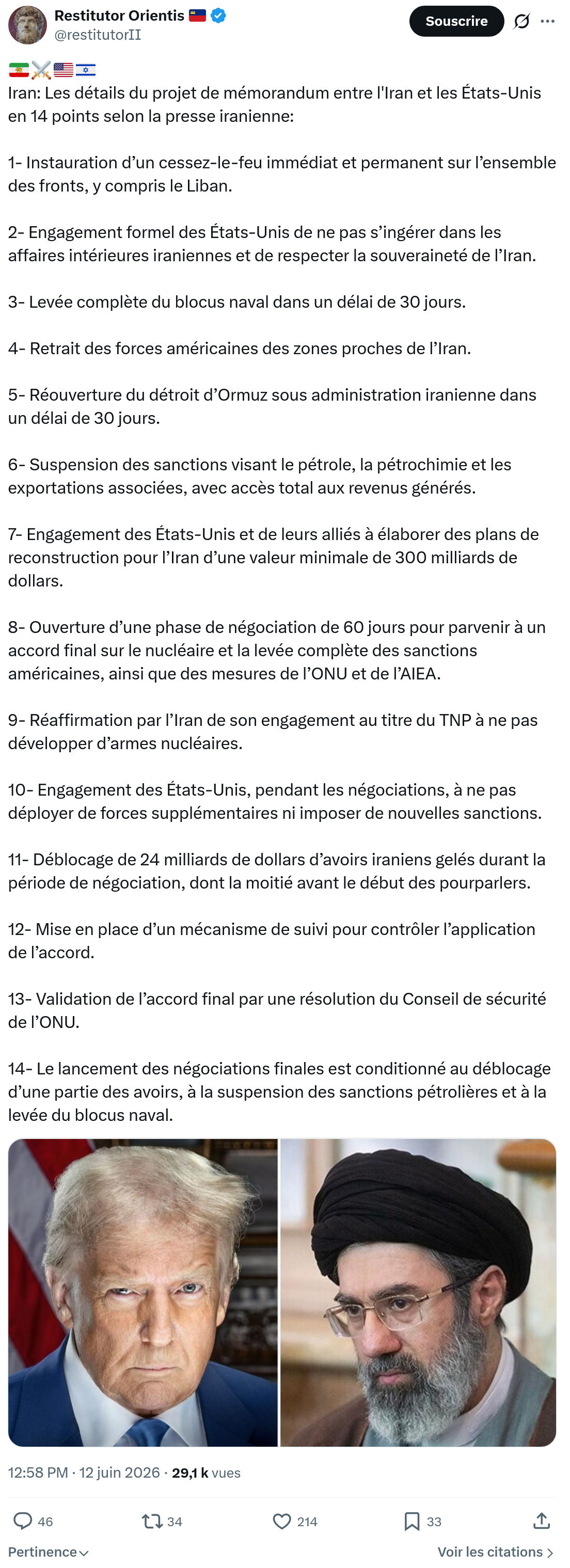 Restitutor Orientis: Iran: Les détails du projet de mémorandum…