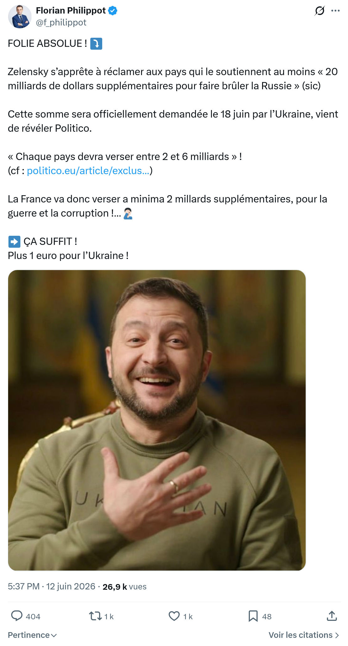 Florian Philippot: FOLIE ABSOLUE !…