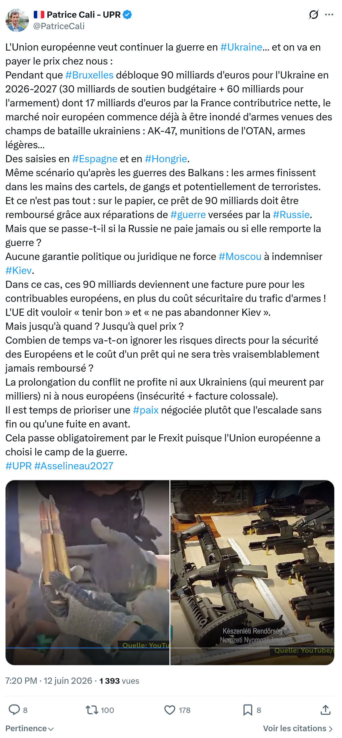 Patrice Cali: L'Union européenne veut continuer la guerre en #Ukraine…