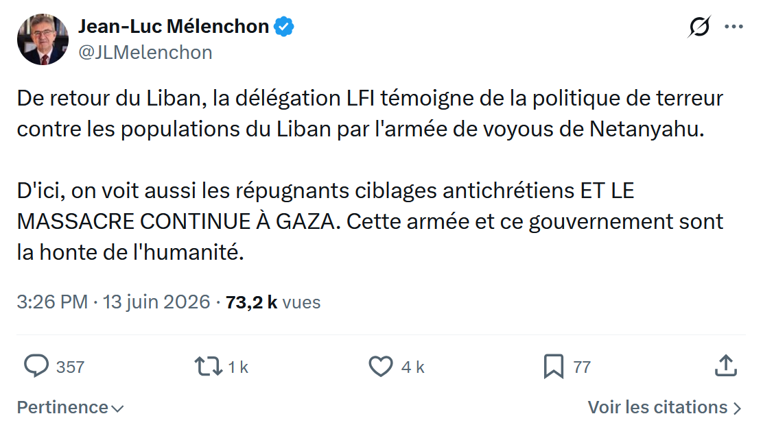 Jean-Luc Mélenchon: De retour du Liban…