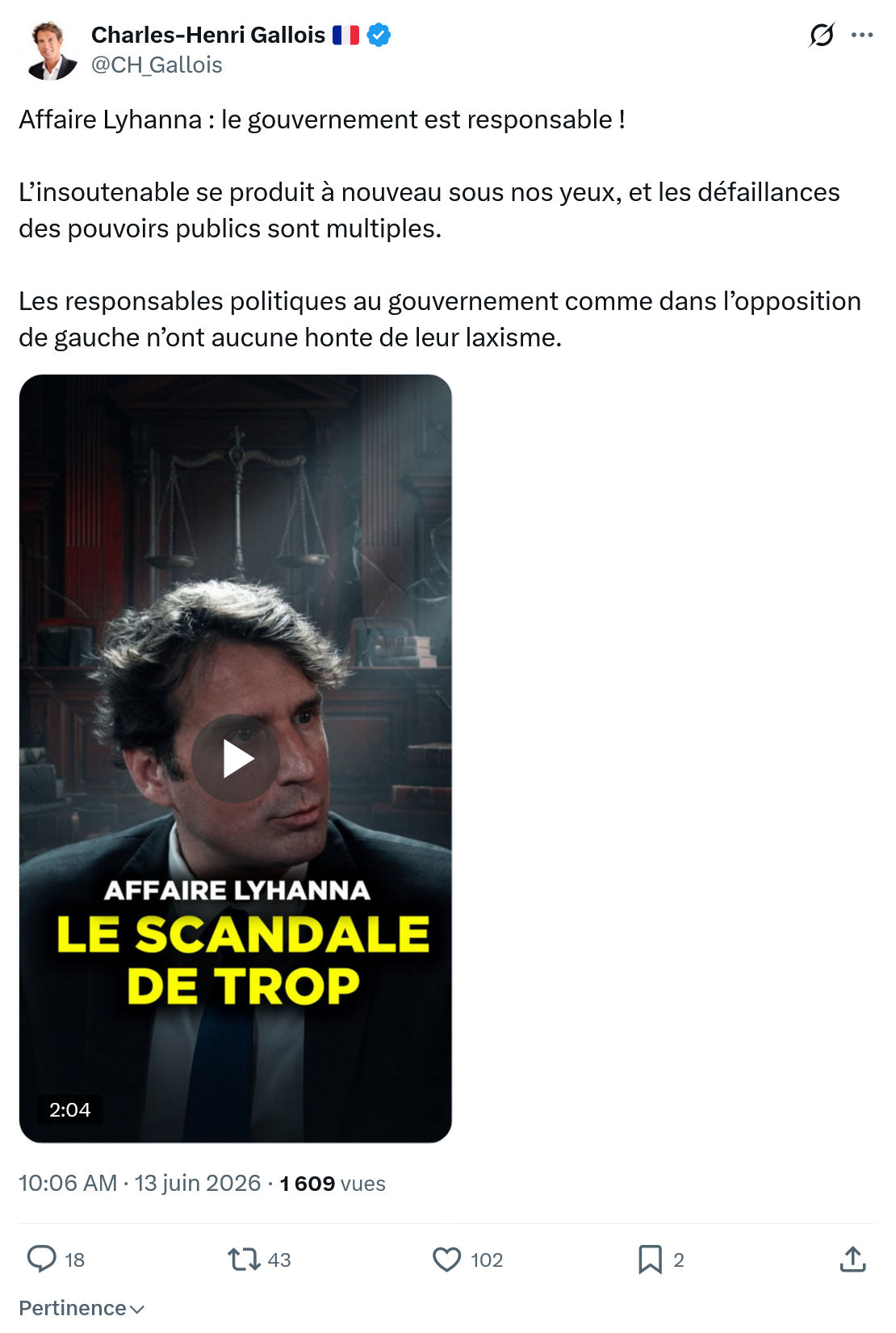 Charles-Henri Gallois: Affaire Lyhanna…