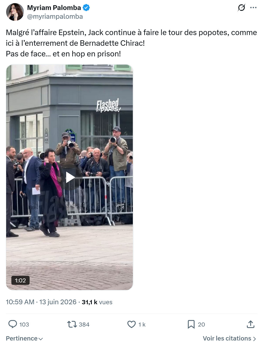 Myriam Palomba: Malgré l’affaire Epstein…